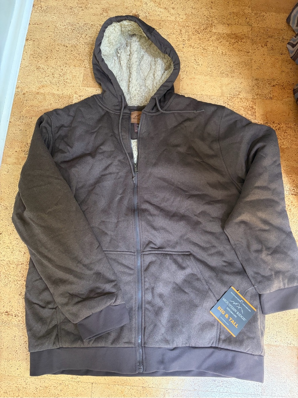 Men's Hooded Sherpa-Lined Jacket - Dark Brown